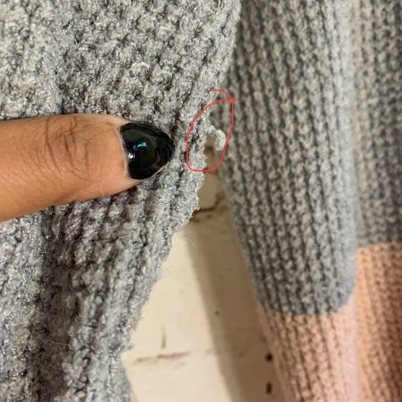 Olive & Oak Sweater Large Colorblock Cream Gray Pink Knit Pullover Classic Cozy - Picture 4 of 8